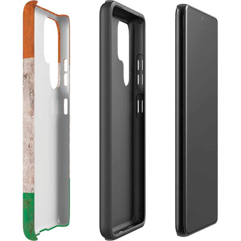 Ireland Flag Dark Wood Galaxy S22 Ultra Pro Case